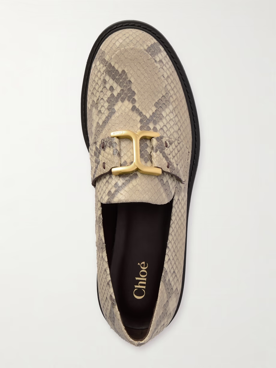 Marcie buckled snake-effect leather loafers Marcie buckled snake-effect leather loafers