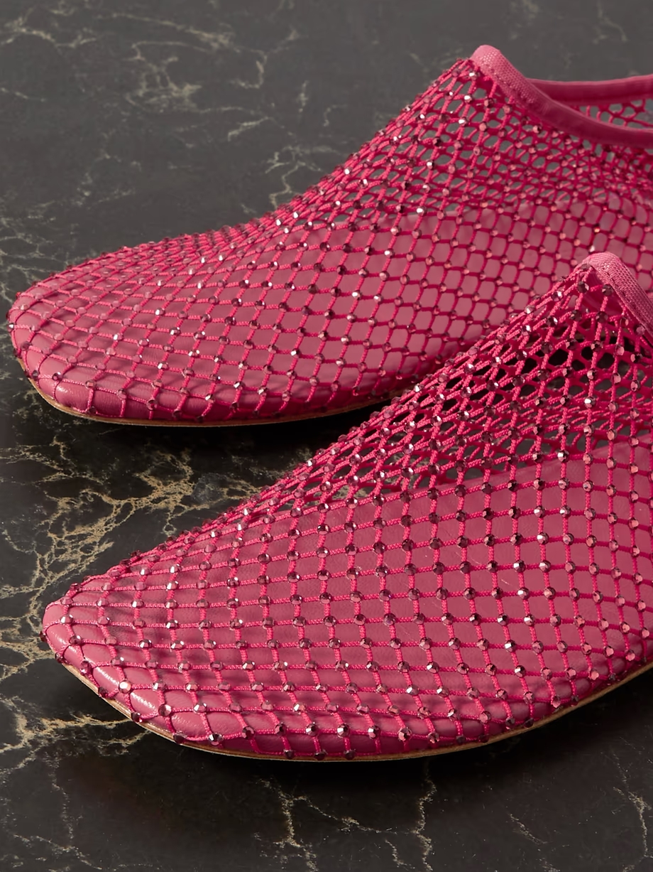 Minette crystal-embellished mesh ballet flats Minette crystal-embellished mesh ballet flats