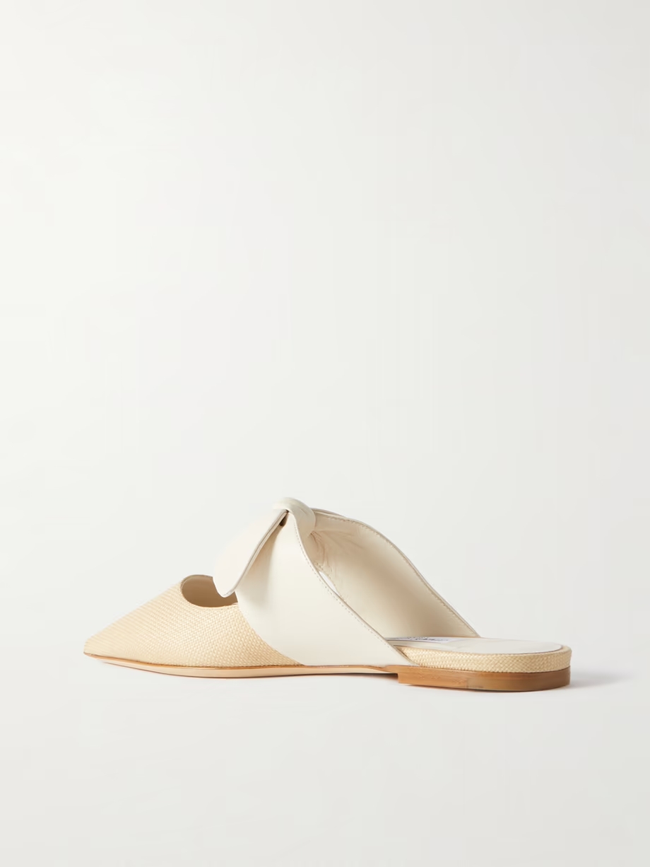 Rali bow-embellished leather and raffia mules