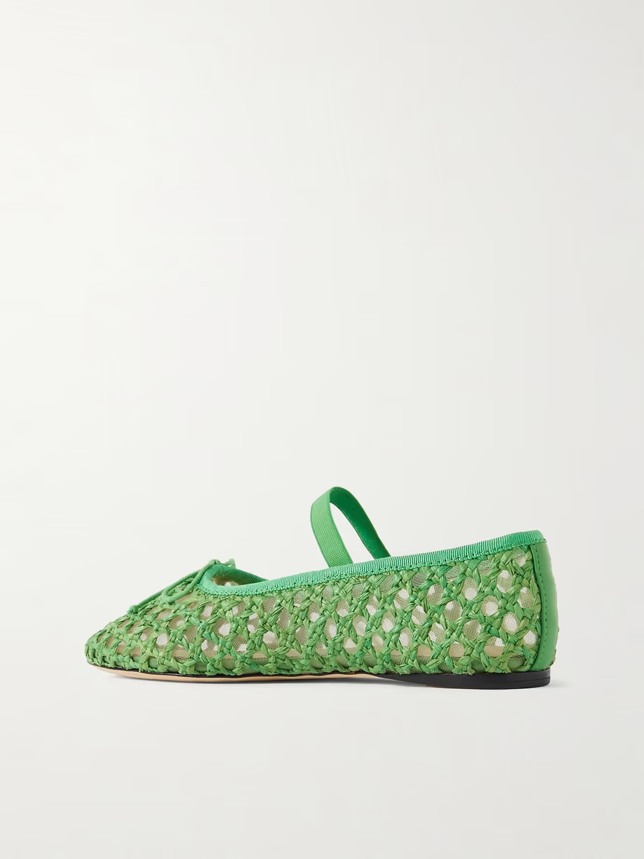 Leonie grosgrain-trimmed raffia Mary Jane ballet flats Leonie grosgrain-trimmed raffia Mary Jane ballet flats