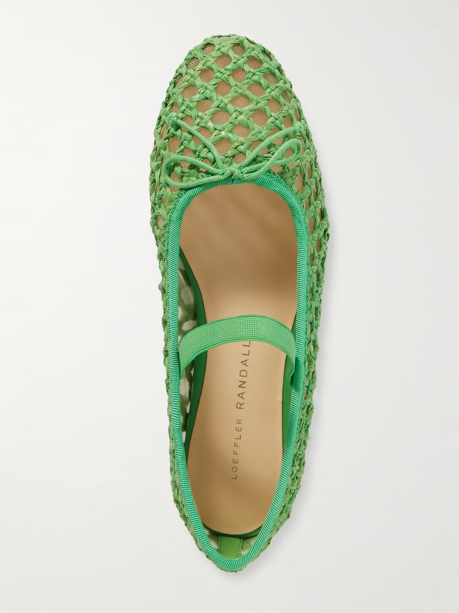 Leonie grosgrain-trimmed raffia Mary Jane ballet flats Leonie grosgrain-trimmed raffia Mary Jane ballet flats