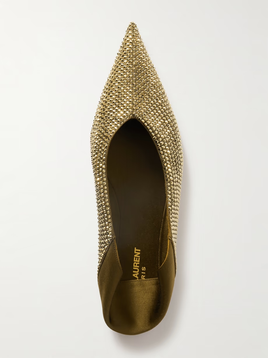 Nour collapsible-heel crystal-embellished satin flats