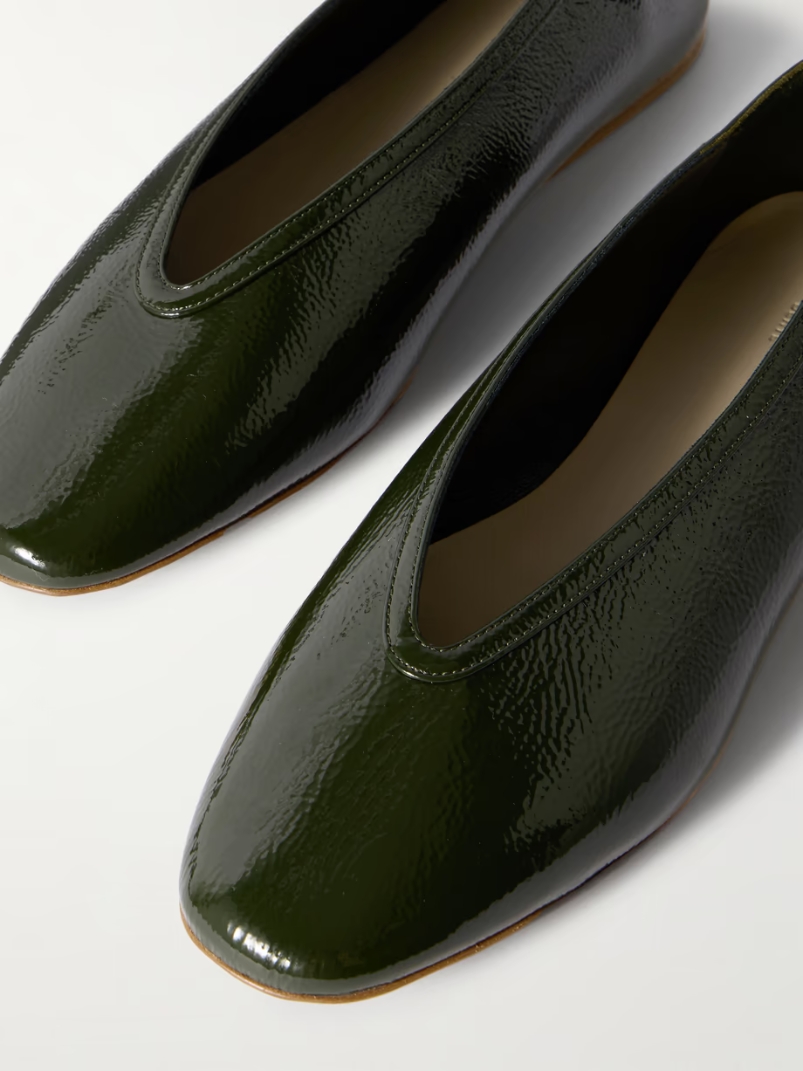 Luna patent textured-leather ballet flats