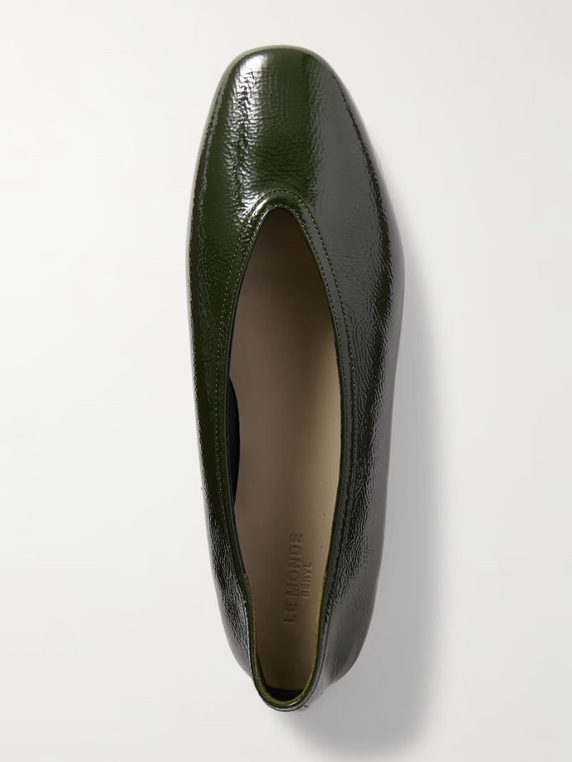 Luna patent textured-leather ballet flats