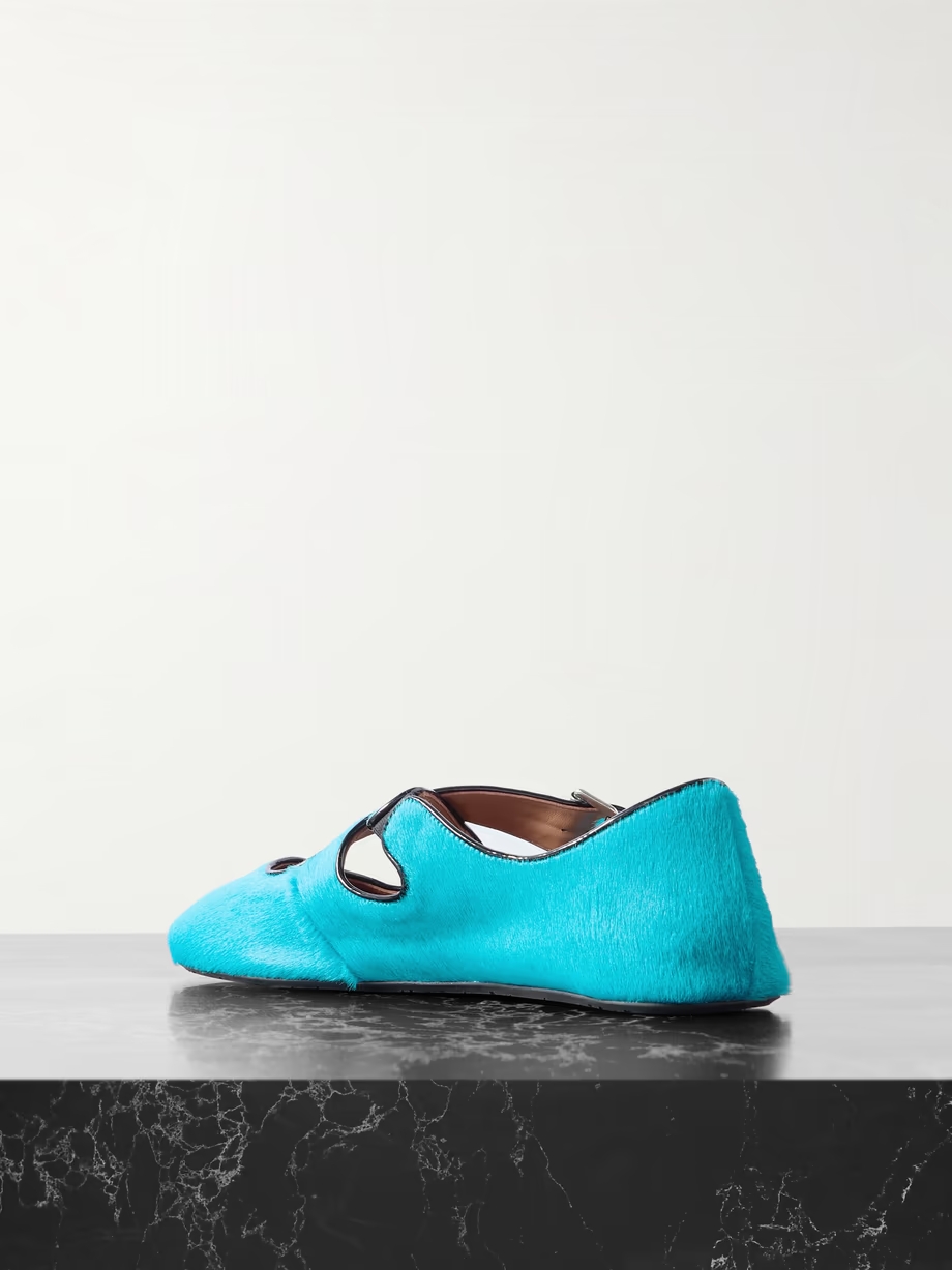 Criss Cross leather-trimmed pony hair ballet flats Criss Cross leather-trimmed pony hair ballet flats