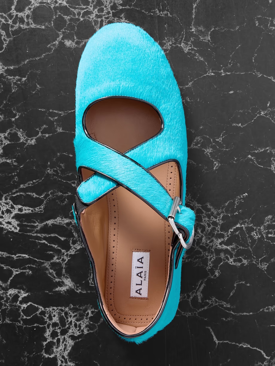 Criss Cross leather-trimmed pony hair ballet flats Criss Cross leather-trimmed pony hair ballet flats