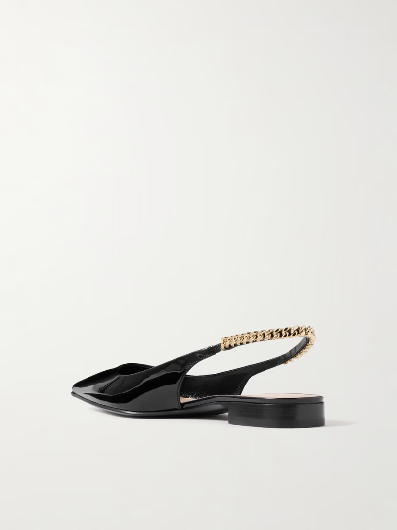 Signoria embellished patent-leather ballet flats