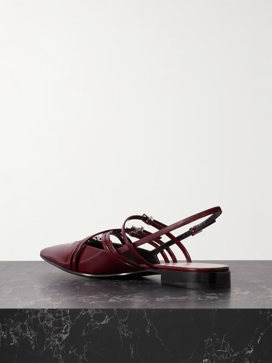 Seraphine buckled patent-leather slingback flats