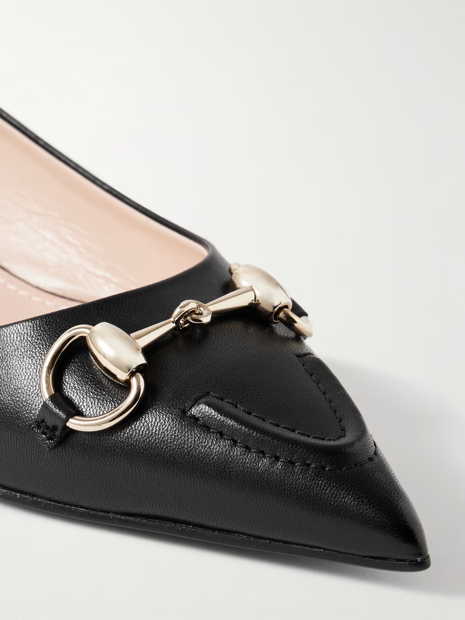 Erin horsebit-detailed leather point-toe flats Erin horsebit-detailed leather point-toe flats
