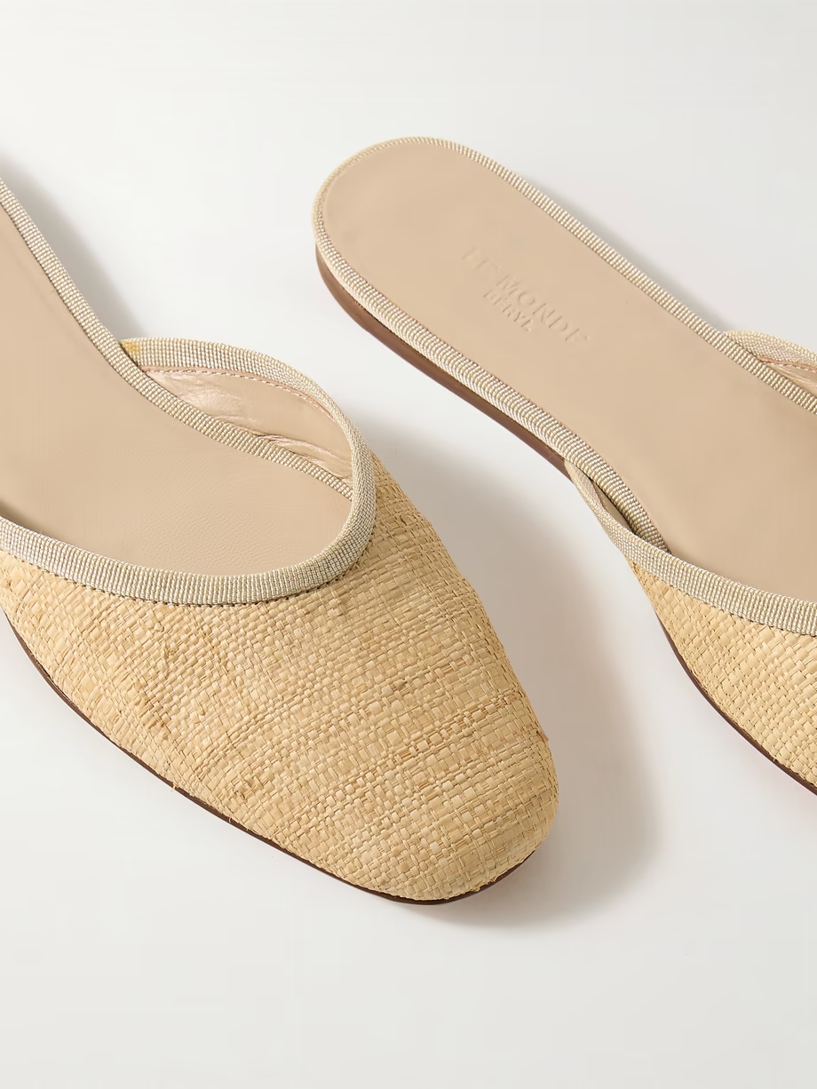 Regency grosgrain-trimmed raffia mules Regency grosgrain-trimmed raffia mules