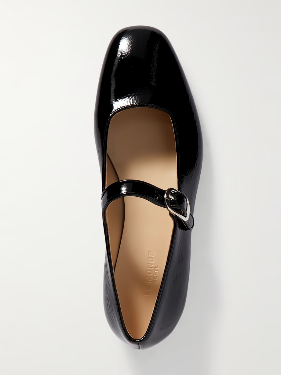 Patent-leather Mary Jane ballet flats