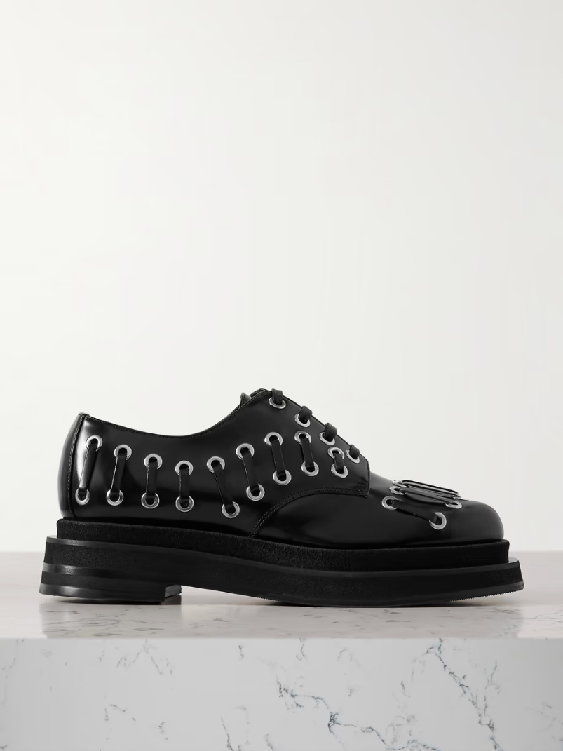 Embellished leather platform brogues