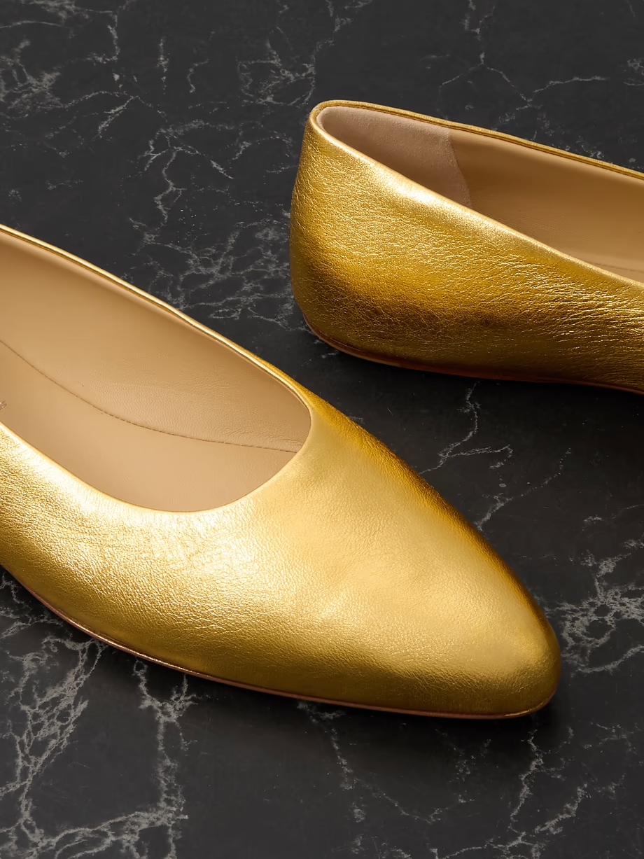 Andre metallic leather ballet flats