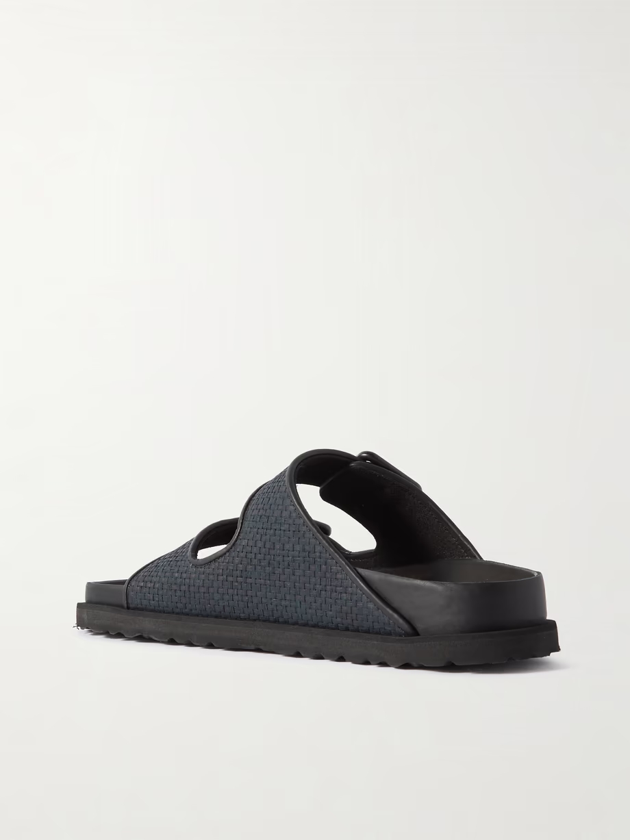 Arizona Luxe leather-trimmed raffia sandals Arizona Luxe leather-trimmed raffia sandals