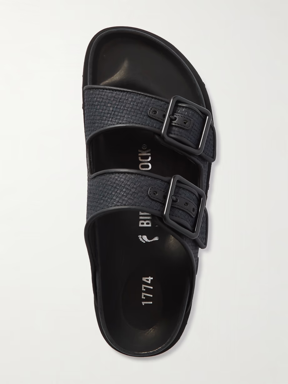 Arizona Luxe leather-trimmed raffia sandals Arizona Luxe leather-trimmed raffia sandals