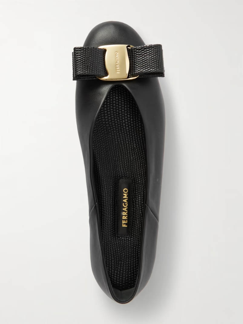 Vanna bow-detailed leather ballet flats