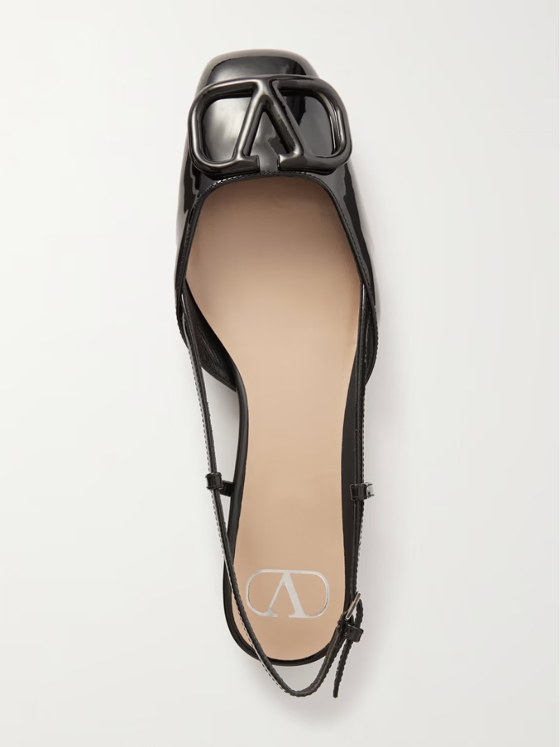 VLOGO patent-leather slingback flats