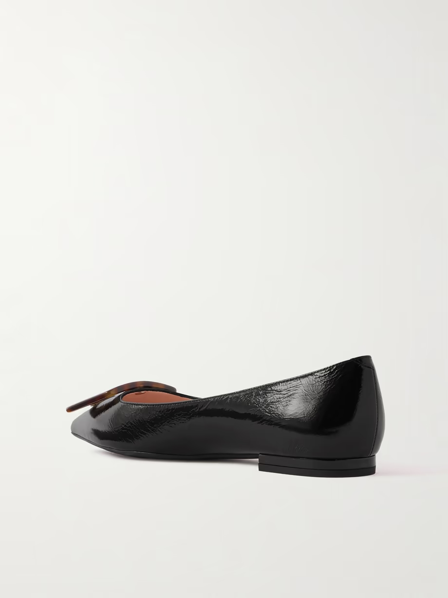 Gommettine buckled glossed crinkled-leather ballet flats Gommettine buckled glossed crinkled-leather ballet flats