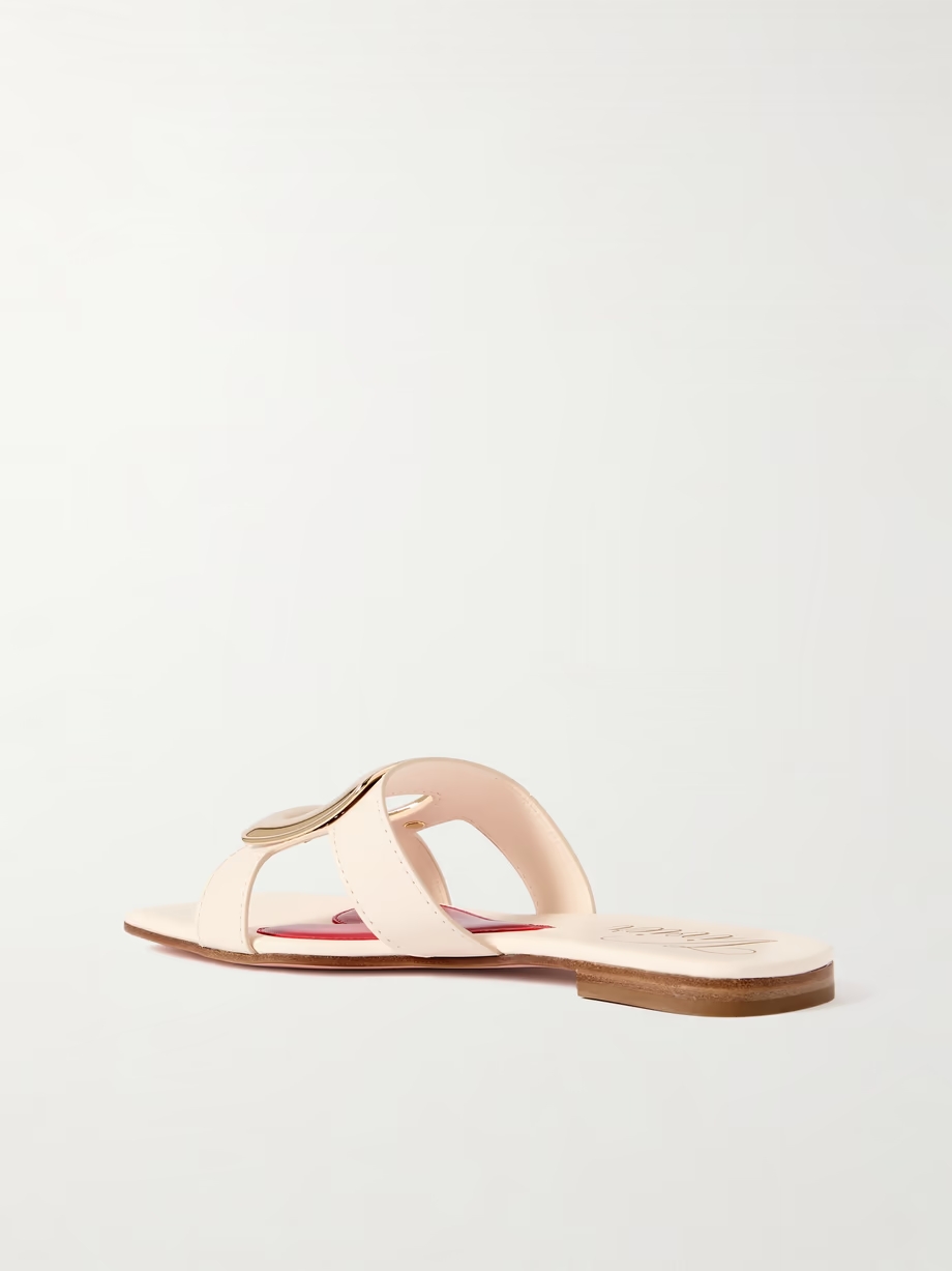 Nagoya embellished cutout leather slides Nagoya embellished cutout leather slides