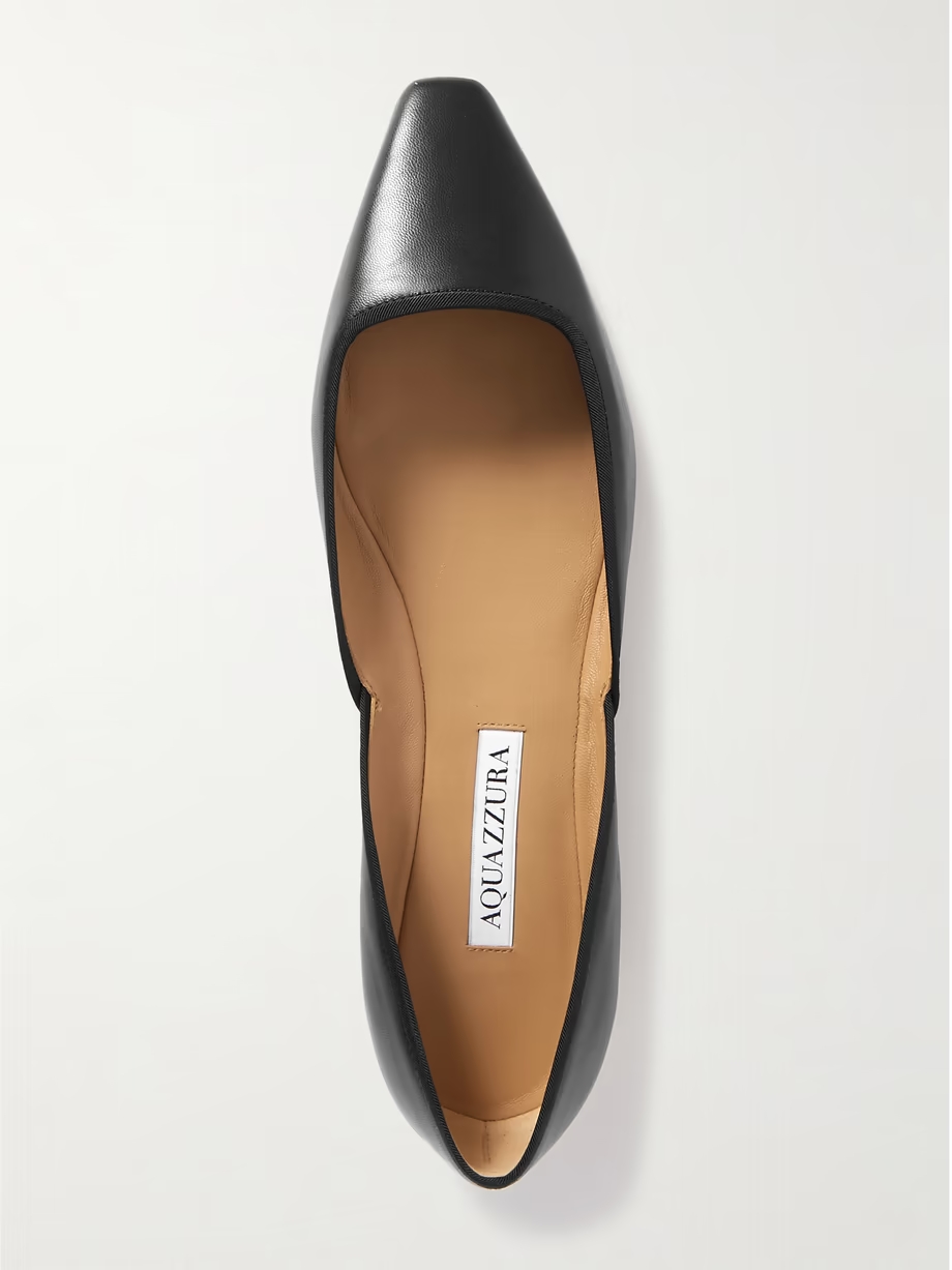 Maia grosgrain-trimmed leather ballet flats