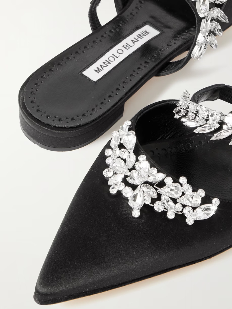 Lurum 45 crystal-embellished satin mules