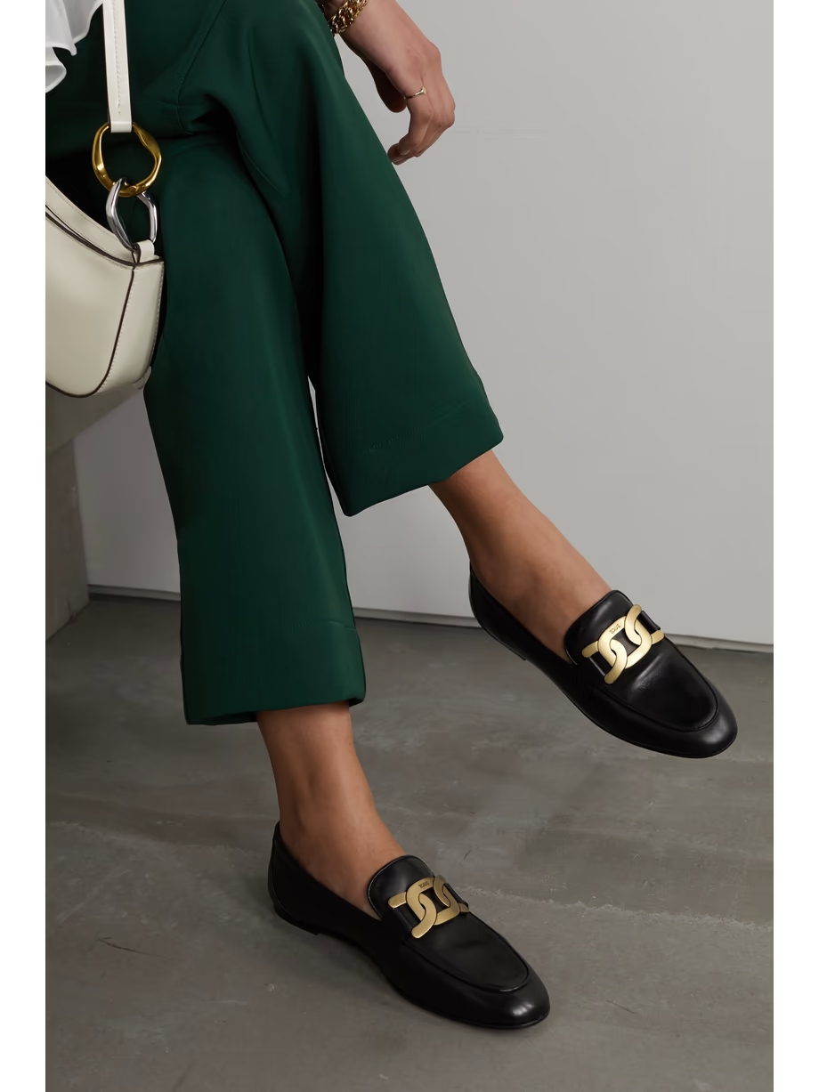 Embellished leather loafers