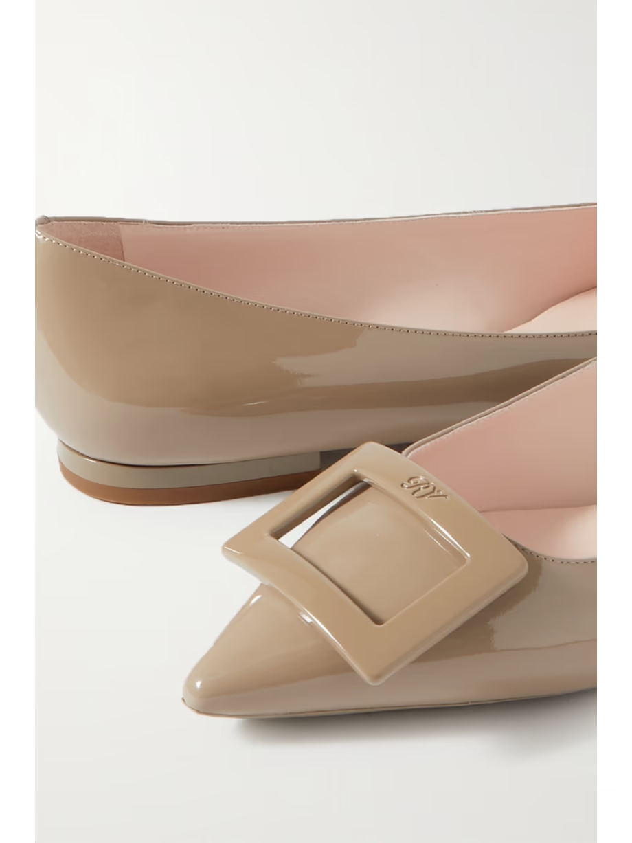 Gommettine patent-leather point-toe flats