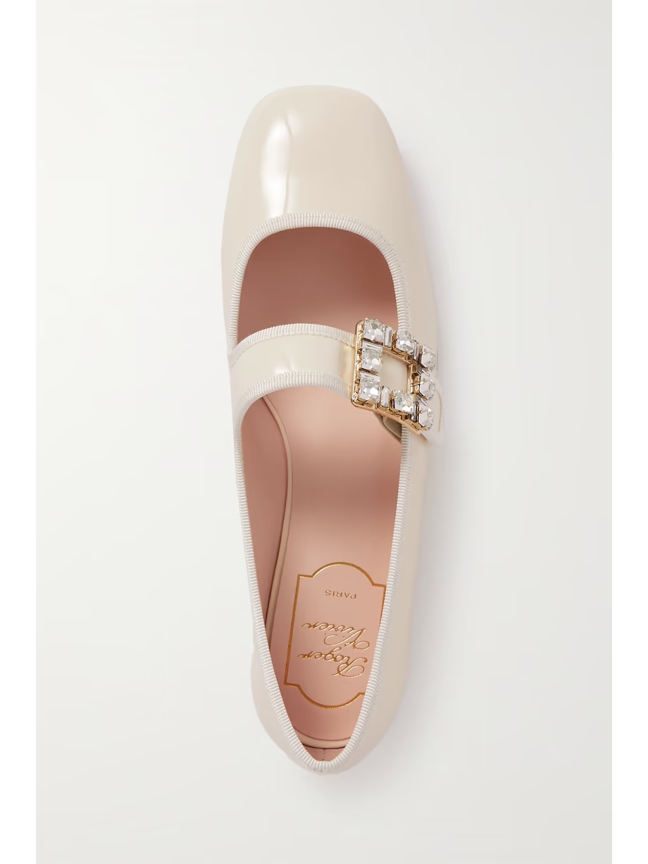 Très Vivier crystal-embellished glossed-leather ballet flats