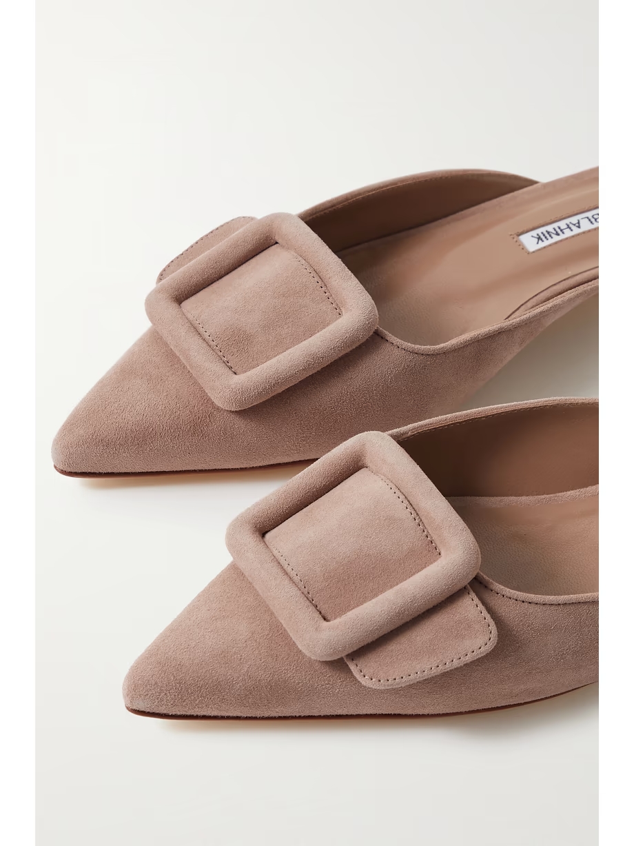 Maysale buckled suede point-toe flats