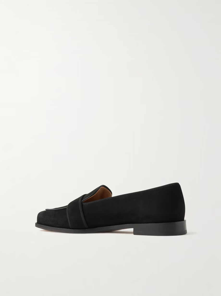 Martin grosgrain-trimmed suede loafers