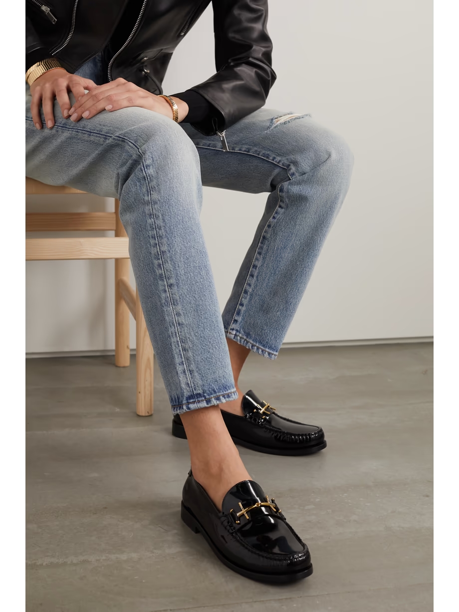 Le Loafer embellished patent-leather loafers