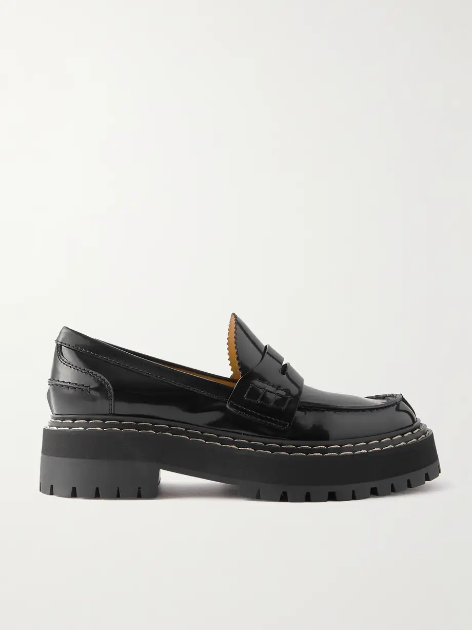 Lug Sole glossed-leather platform loafers