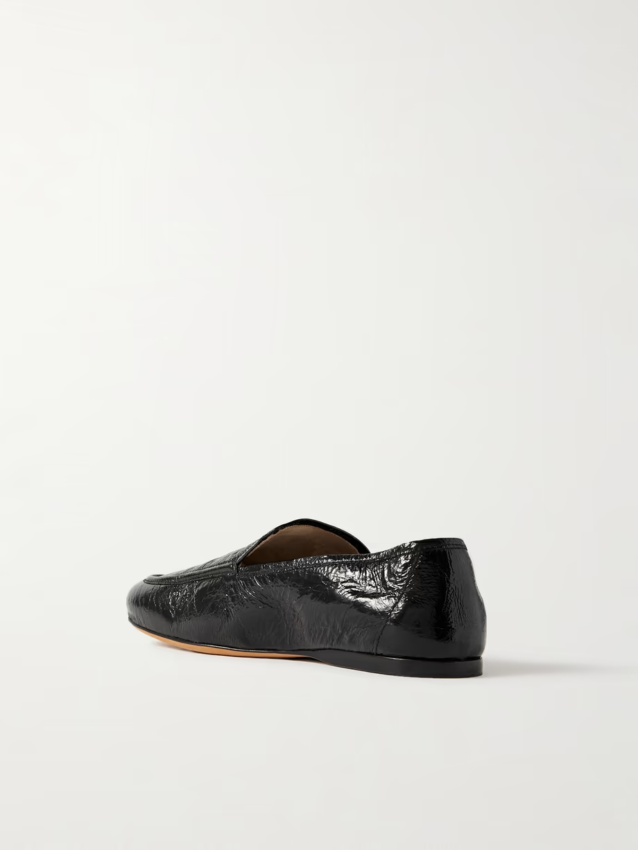 Alessio glossed textured-leather loafers