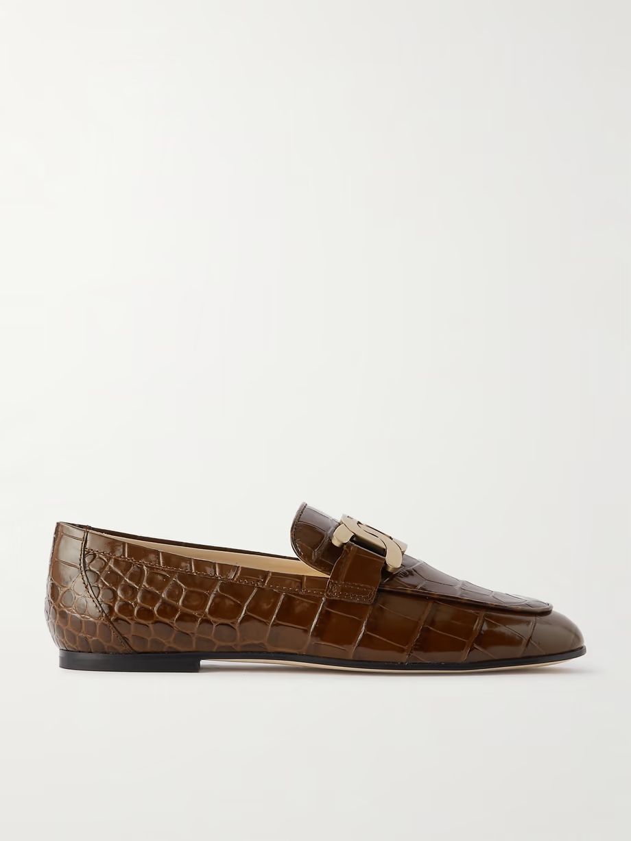 Kate embellished croc-effect leather loafers Kate embellished croc-effect leather loafers