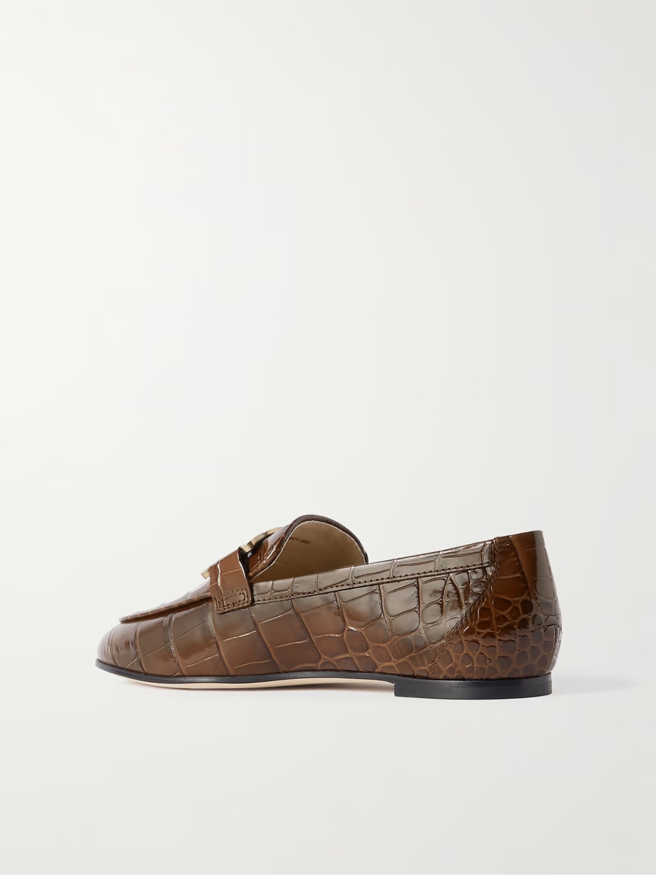 Kate embellished croc-effect leather loafers Kate embellished croc-effect leather loafers