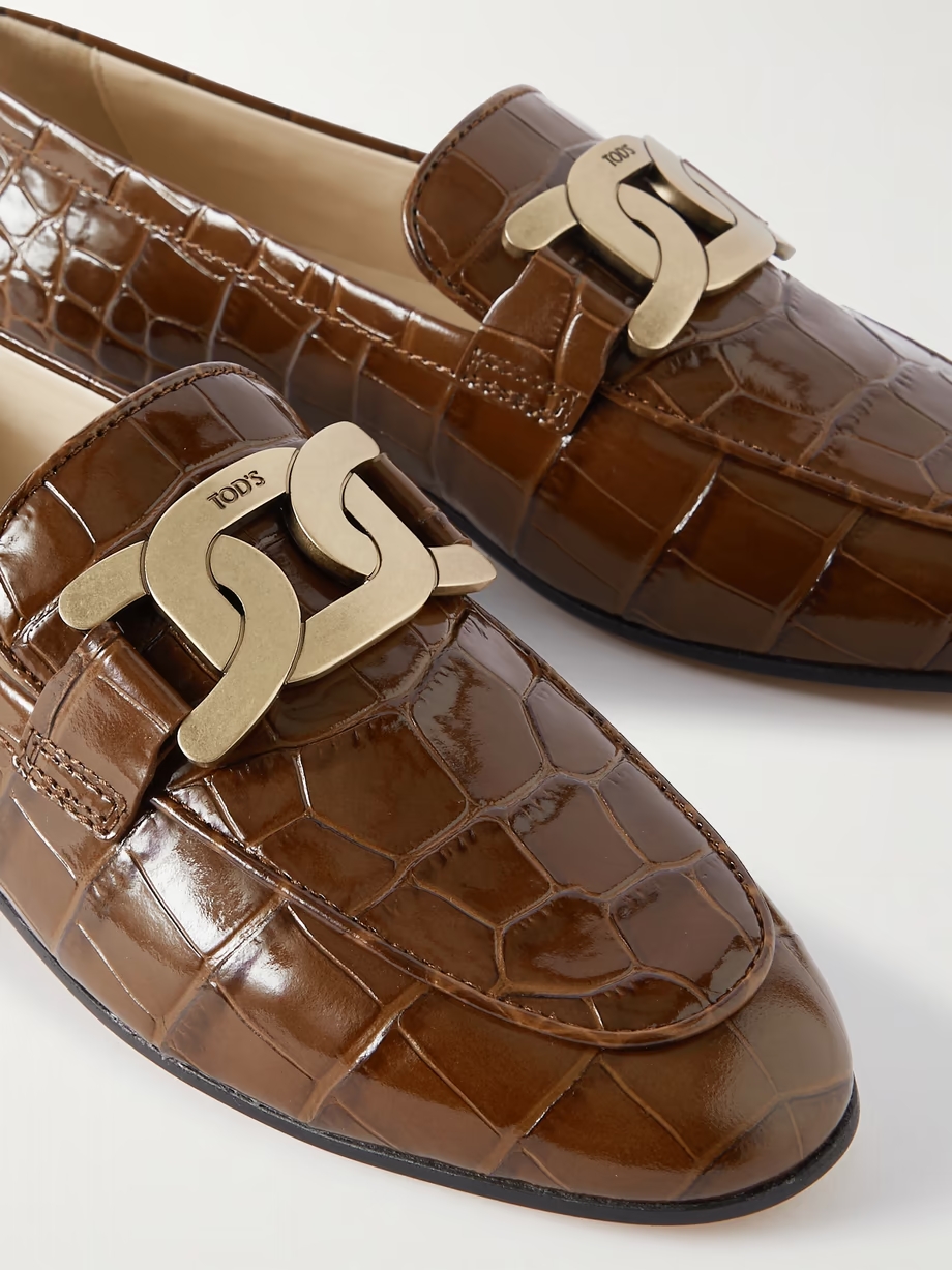 Kate embellished croc-effect leather loafers Kate embellished croc-effect leather loafers