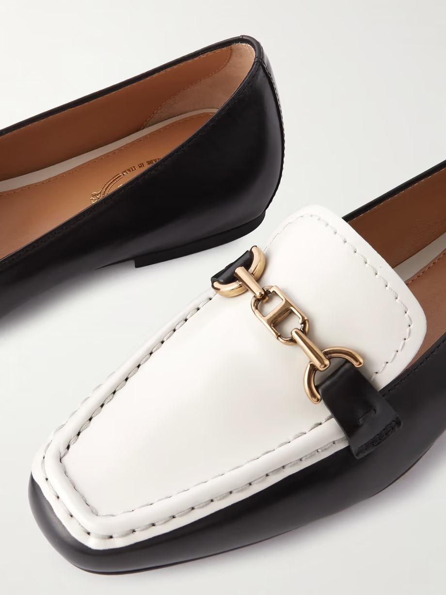 Embellished two-tone leather loafers