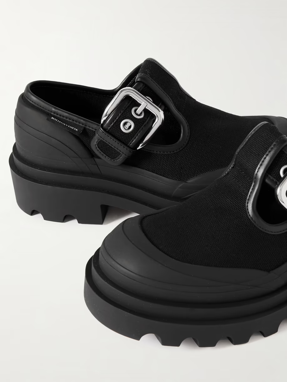 Trek rubber- and leather-trimmed canvas platform loafers Trek rubber- and leather-trimmed canvas platform loafers