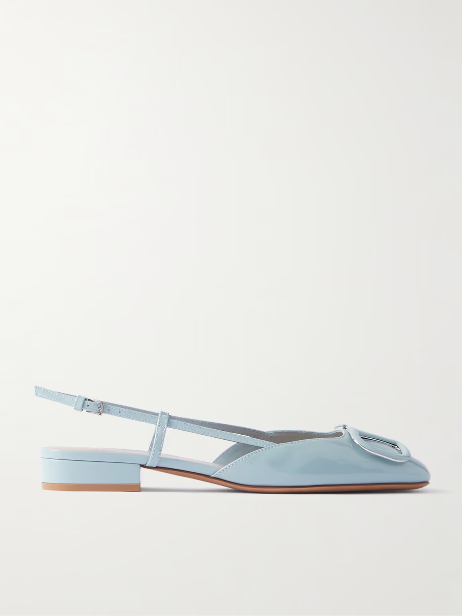 Ballerina 20 appliquéd patent-leather slingback flats