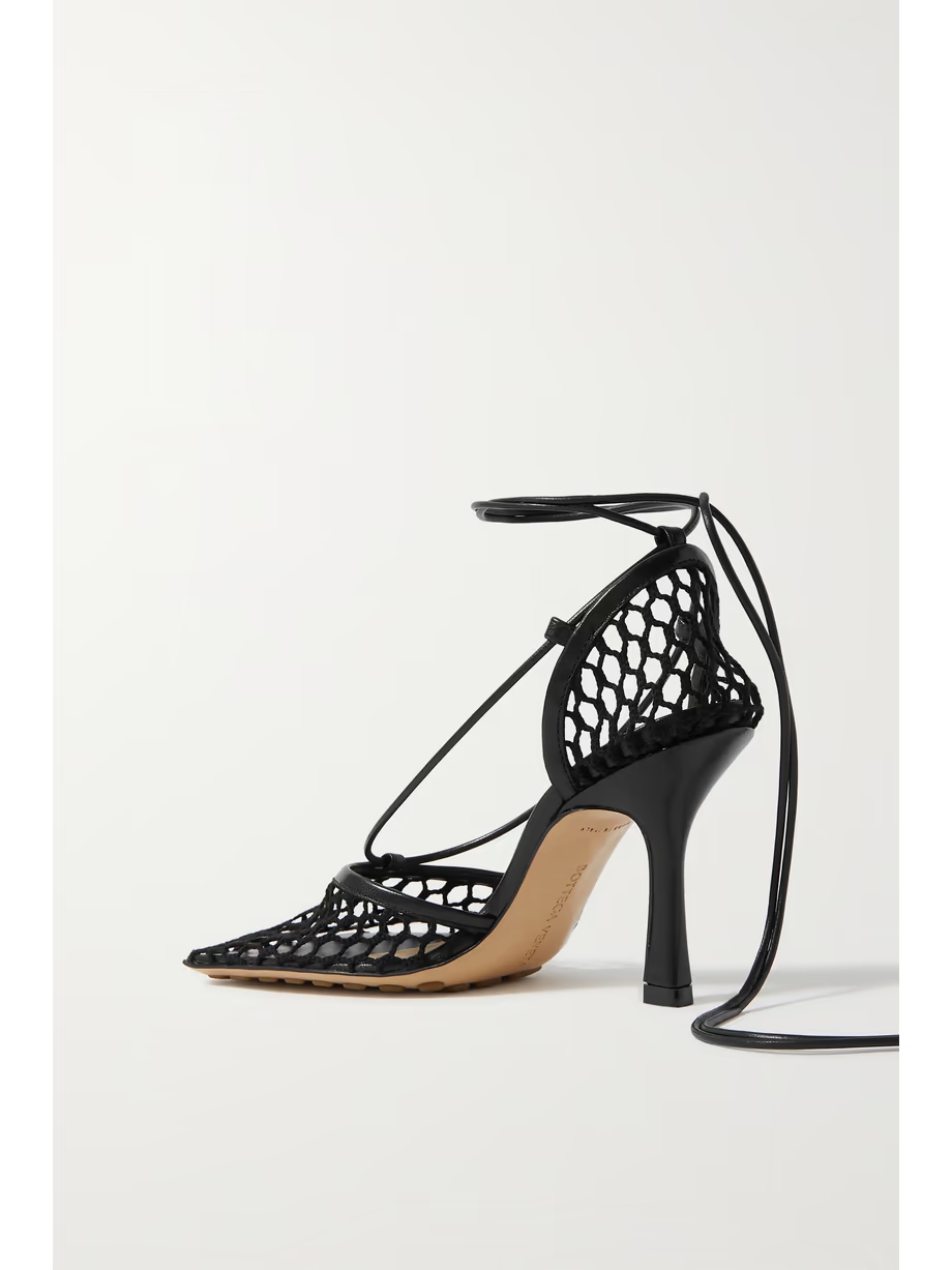Lace-up leather-trimmed mesh pumps Lace-up leather-trimmed mesh pumps