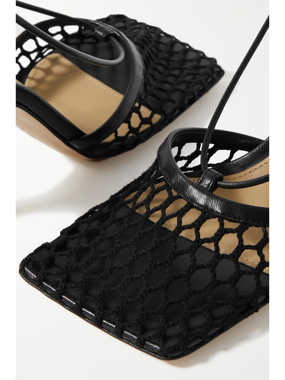 Lace-up leather-trimmed mesh pumps Lace-up leather-trimmed mesh pumps