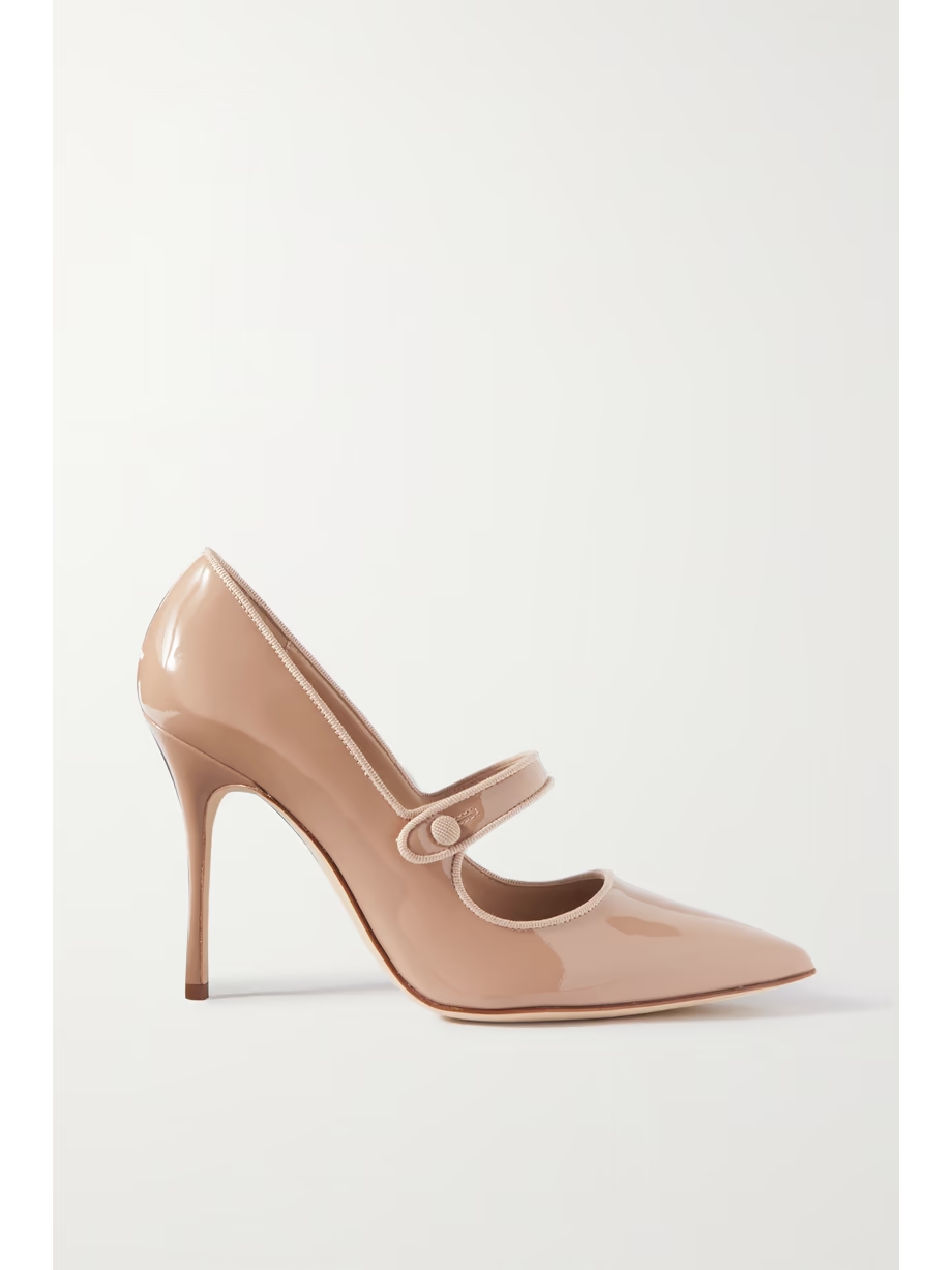 Campari 105 grosgrain-trimmed patent-leather pumps