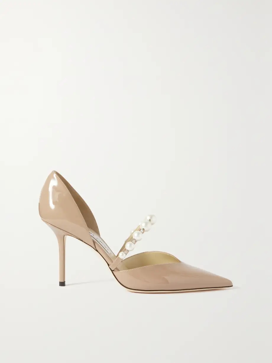 Aurelie 85 embellished patent-leather point-toe pumps Aurelie 85 embellished patent-leather point-toe pumps
