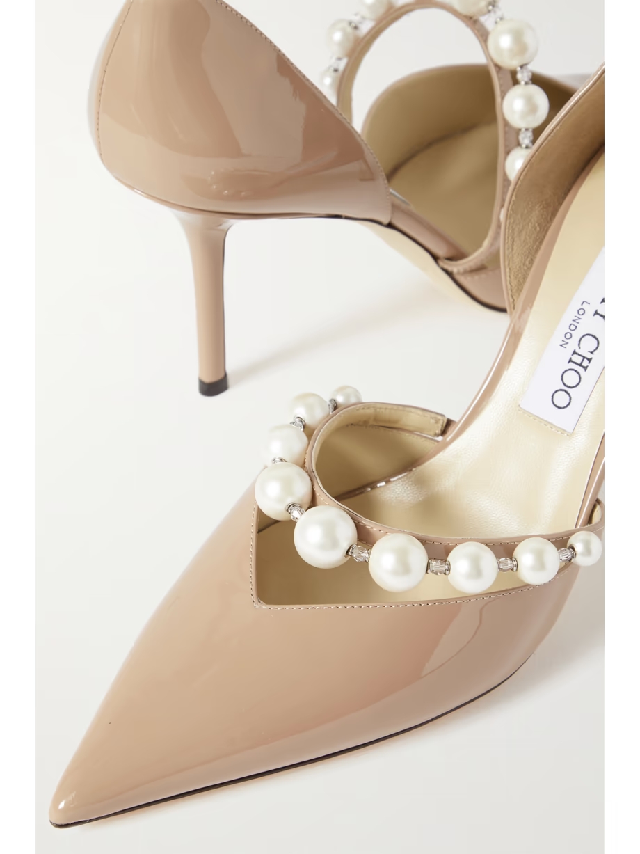 Aurelie 85 embellished patent-leather point-toe pumps Aurelie 85 embellished patent-leather point-toe pumps