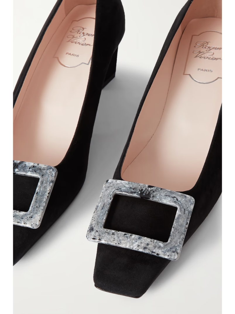 Belle Vivier embellished suede pumps