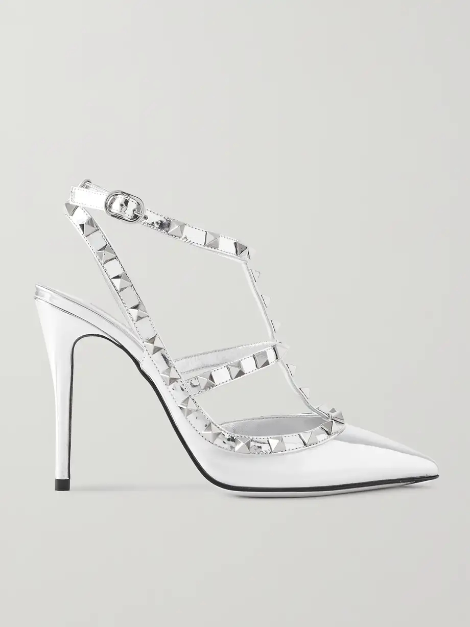 Rockstud 100 mirrored-leather pumps