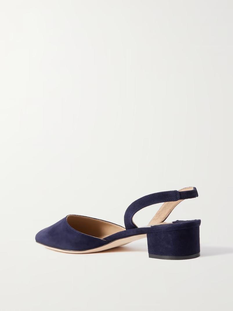 Aspro 30 suede slingback point-toe pumps