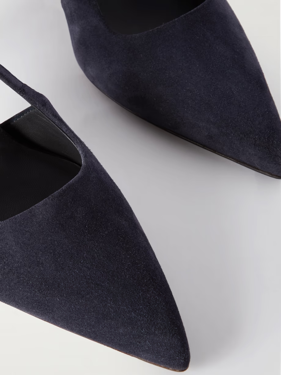 Bead-embellished suede slingback pumps Bead-embellished suede slingback pumps