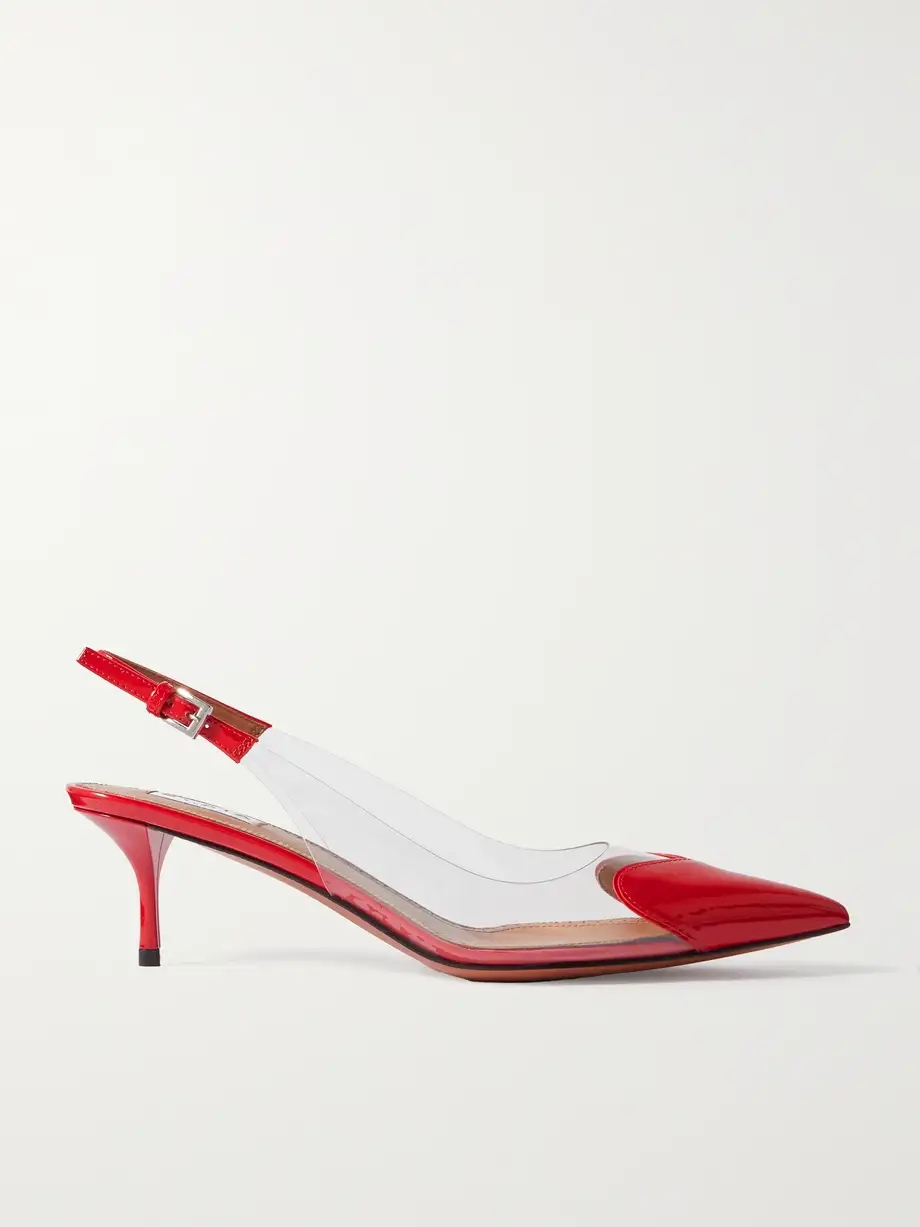 Cœur 55 PU and patent-leather slingback pumps