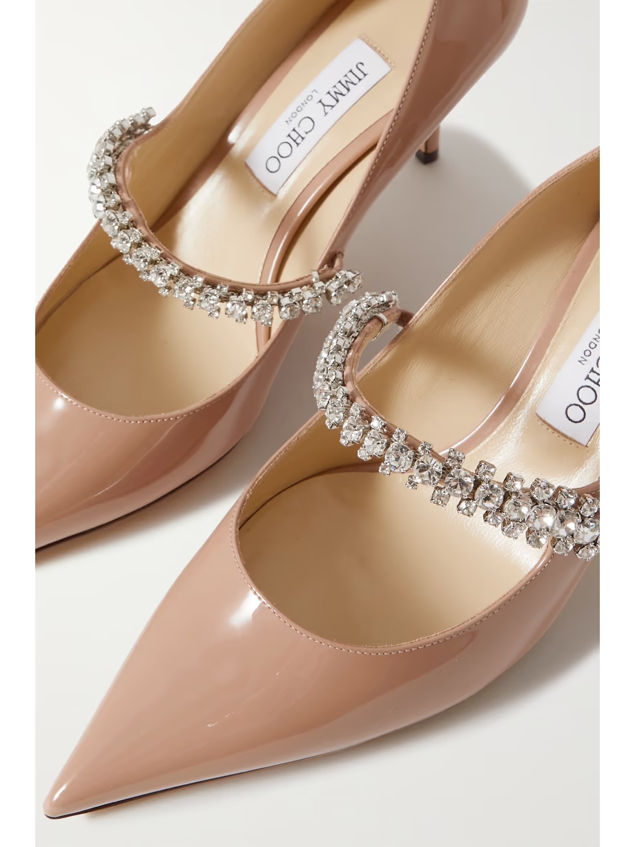 Bing 65 crystal-embellished patent-leather pumps